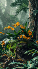 Fototapeta premium forest flower and mushroom background