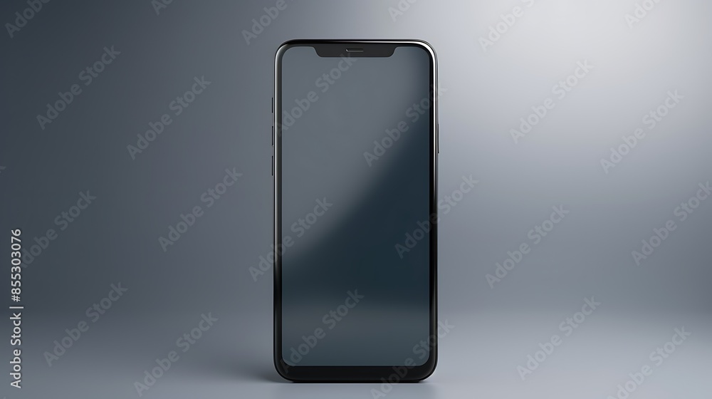 Aufkleber 3d rendering of a black smartphone with a blank screen.