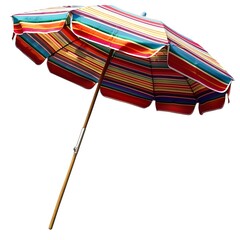 Vibrant Beach Umbrella for Relaxing Summer Vacation on White Background