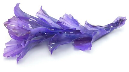 Fototapeta premium A close-up photo of a purple flower on a white background with droplets of water on its petals