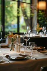 Fototapeta premium Elegant Gourmet Dining Experience at a High-End Restaurant with Gluten-Free Meal for Special Occasions