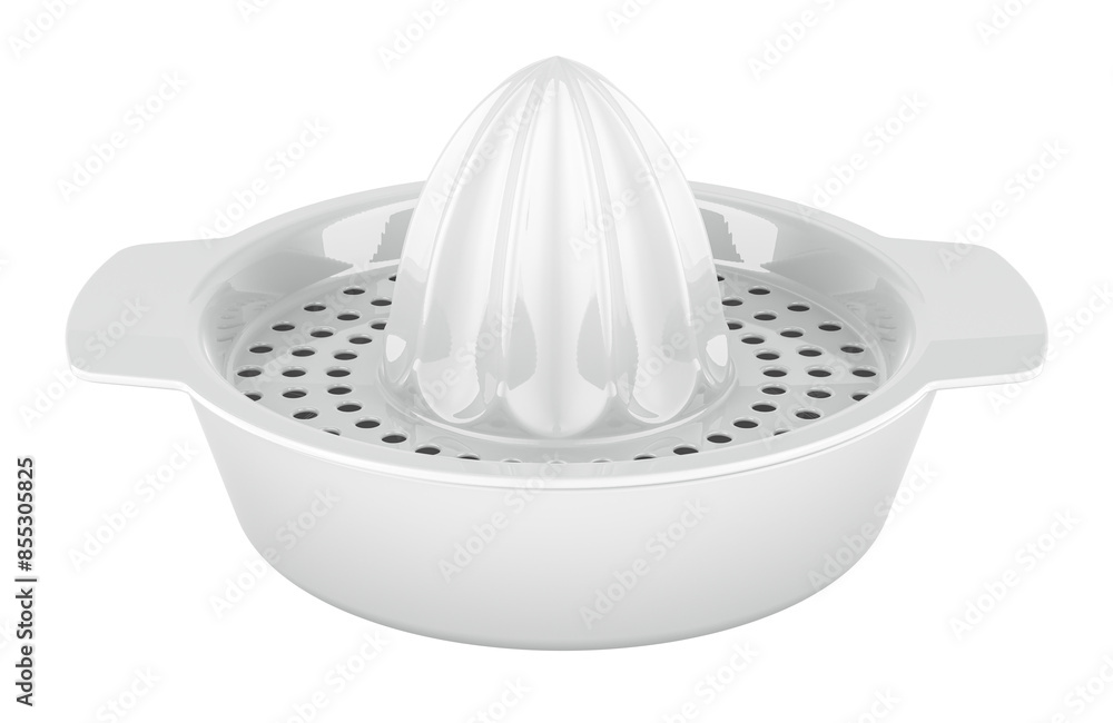 Aufkleber citrus juicer manual squeezer, white color. 3d rendering isolated on transparent background