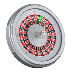 Casino Roulette, silver. Professional Roulette Wheel, 3D rendering isolated on transparent background