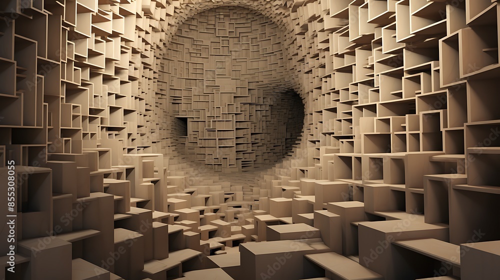 Poster 3d rendering of a futuristic sci-fi tunnel. the walls are covered in glowing lights and the floor is