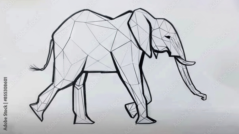 Poster an image of an elephant on a sheet of paper with a pencil in the foreground and the drawing of an el
