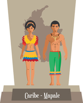 Illustration vector isolated of Colombian traditional costumes, colombian dances Caribe, Mapale.