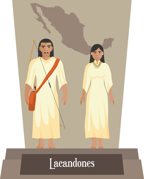 Illustration vector isolated of  Mexican, Native Traditional costumes Lacandones
