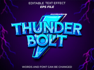 thunder bolt  text effect, font editable, typography, 3d text. vector template