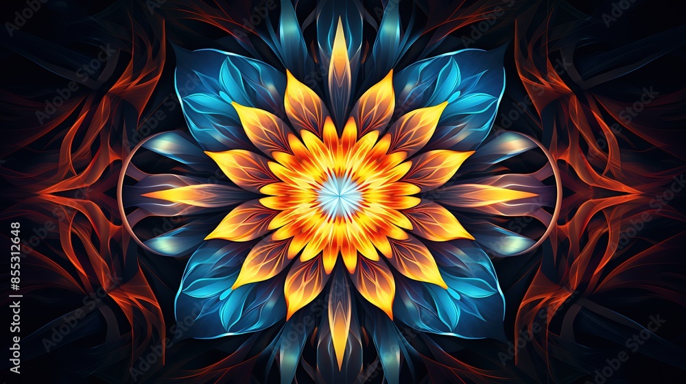 Poster this is an abstract image of a flower. the flower is made up of a series of concentric circles, each
