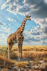 giraffe in the savannah Generative AI