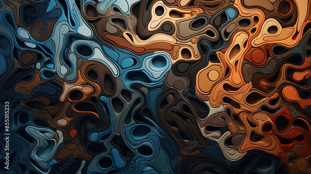 Fototapete abstract 3d rendering of a colorful and complex organic structure.
