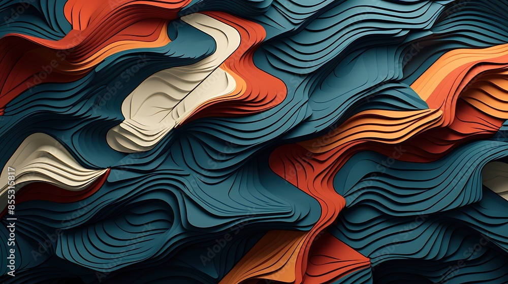 Aufkleber abstract 3d rendering of a colorful terrain. the image features a smooth, undulating surface with a 