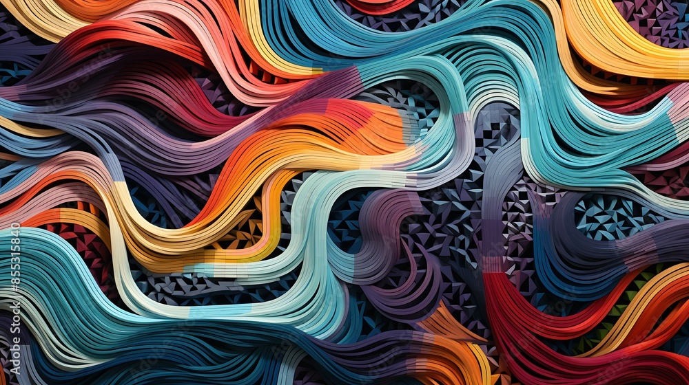 Aufkleber colorful abstract background with a flowing wave pattern. the colors are vibrant and saturated, and 