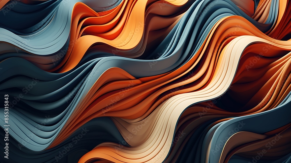 Poster 3d rendering of abstract colorful waves.