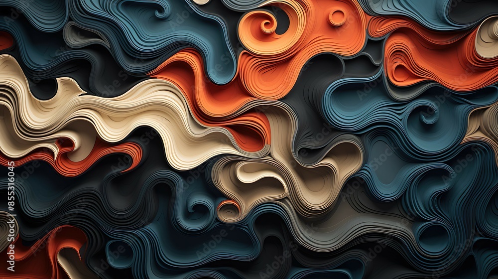 Poster abstract background with a flowing, organic design. the colors are a mix of warm and cool tones, and