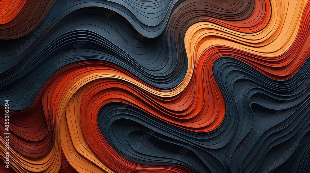 Poster Abstract background with smooth wavy lines. 3D rendering.