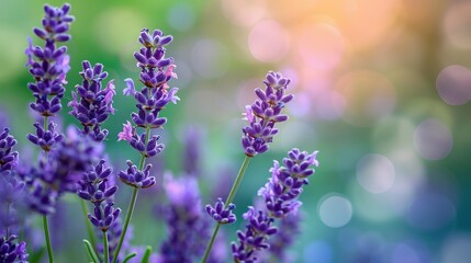 Obraz premium A close-up of lavender flowers with a blurry boke in the background