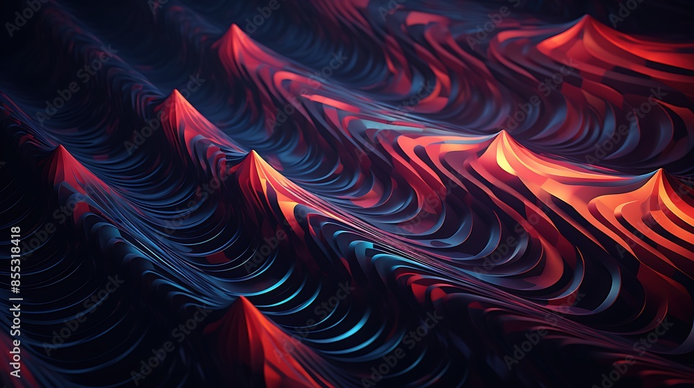 Poster 3d rendering of a colorful abstract background with a wavy pattern. the colors are vibrant and satur