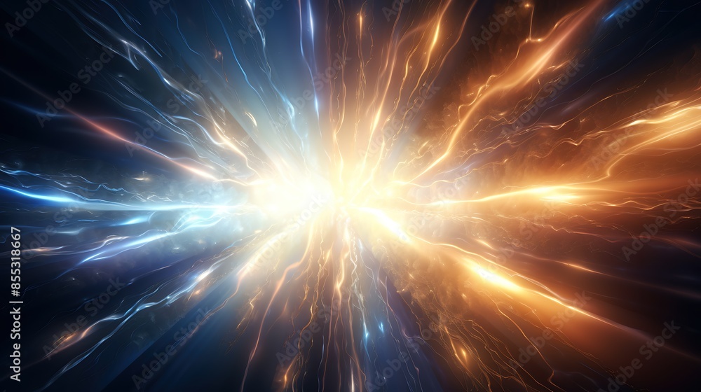 Poster an abstract background of glowing blue and orange energy. the vibrant colors and dynamic lines creat