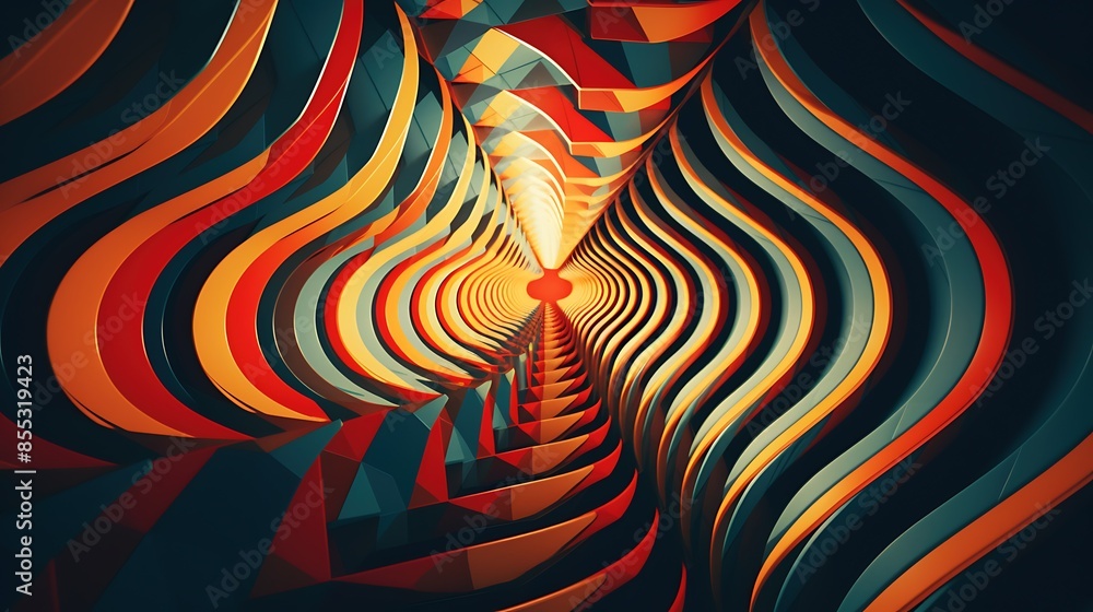 Poster unique, abstract background. colorful 3d rendering of a curved shape with vibrant colors.