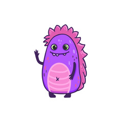 Cute cartoon monster on white background. Monster Icon. Happy Alien. Doodle Funny monster with pink color. Vector illustration

