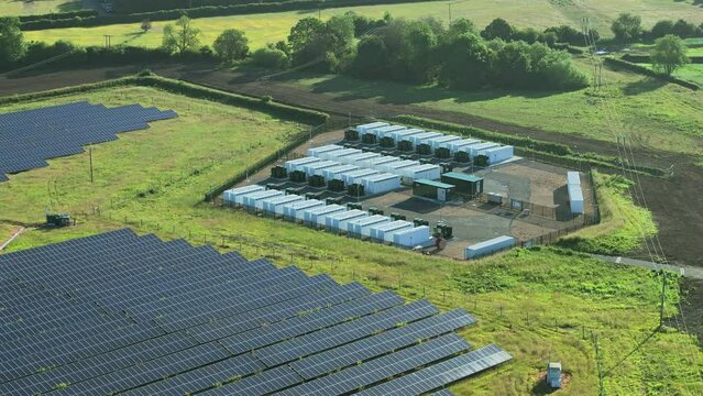 Lithium Battery Mega Packs for Power Grid Stability Aerial View