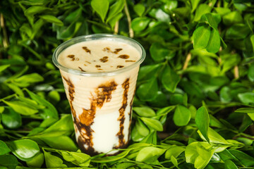 cup of cappuccino with chocolate