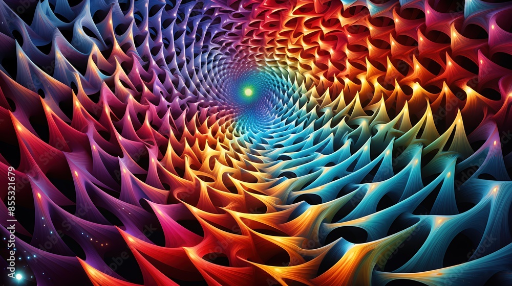 Poster amazing colorful 3d rendering of a spiral.