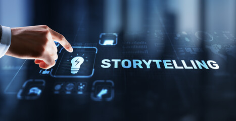 Storytelling. Story Telling Education and literature Business concept. Ability to tell stories