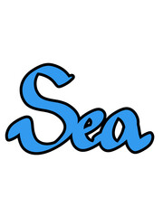 Sea(カリグラフィー-フチあり)