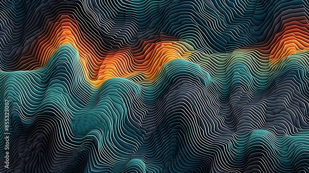 Poster abstract colorful wavy lines. 3d rendering.