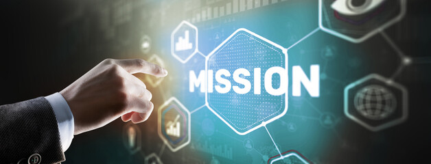Mission concept. Financial success chart concept on virtual screen. Business background