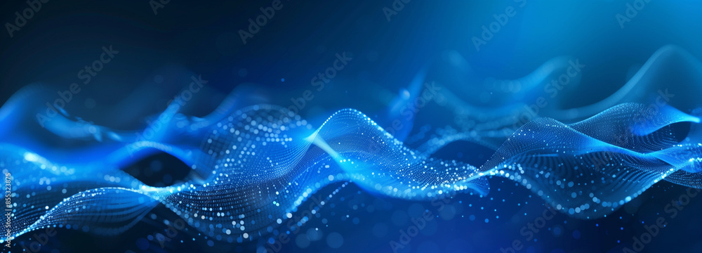Poster digital wave. network connection tech abstract blue background