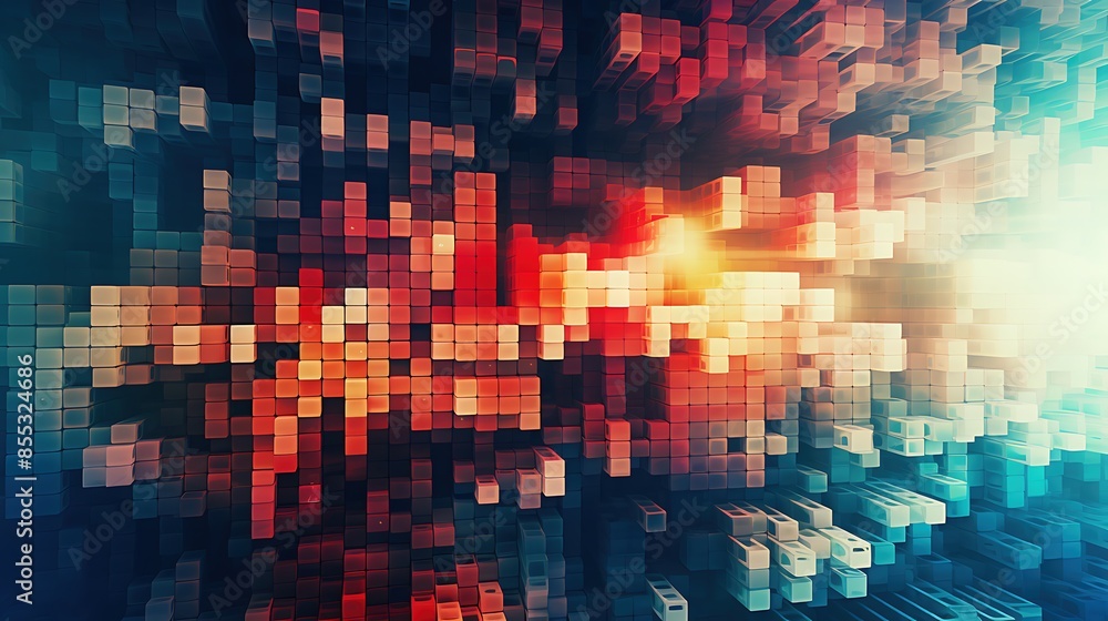 Aufkleber 3d rendering of a glowing futuristic surface with a bright light in the center.