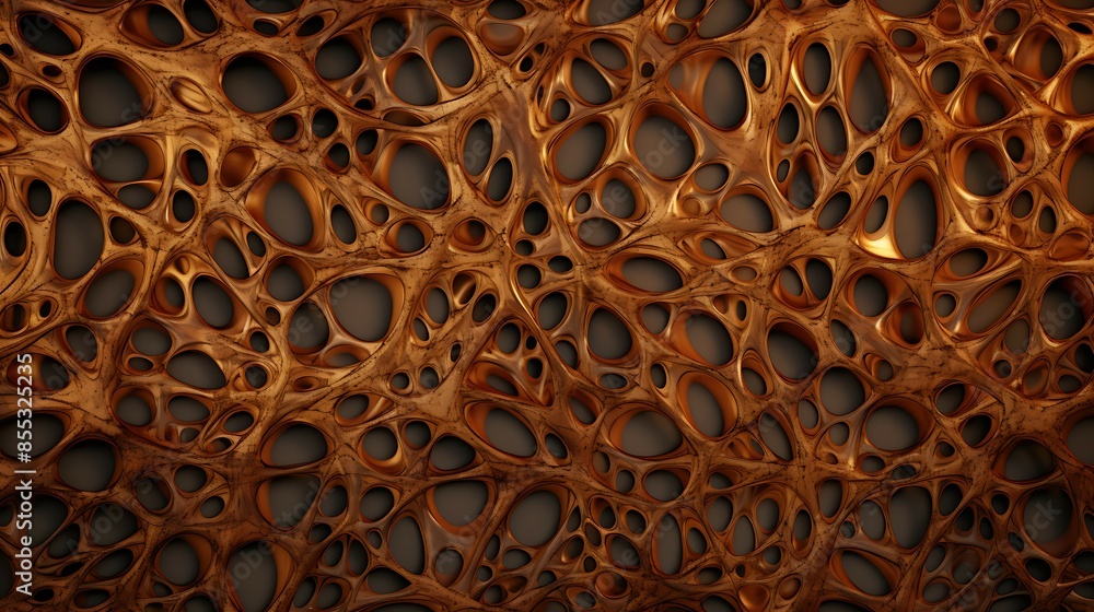 Fototapete abstract 3d rendering of a porous organic structure. the organic structure is made up of a network o