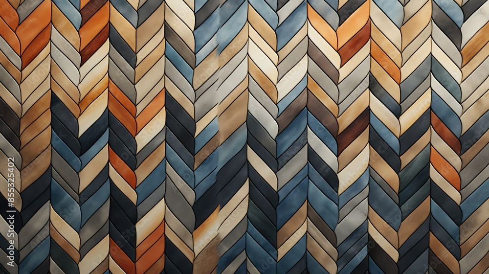 Poster abstract background with colorful herringbone pattern.