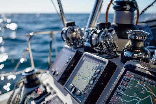 Advanced Navigation Equipment on Sailboat for Modern Sailing Races and Open Sea Navigation