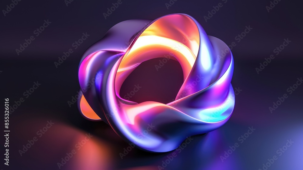 Poster 3d rendering of a glowing purple torus knot aig51a.