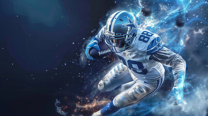 Fototapeta premium American football player on space background