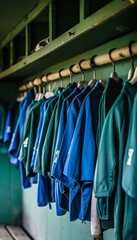 Little League Baseball Uniforms Neatly Hanging in Dugout Ready for Game Day Excitement