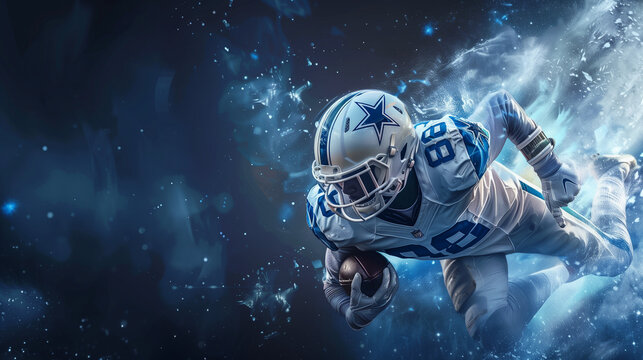 American football player on space background