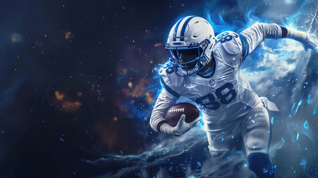 American football player on space background