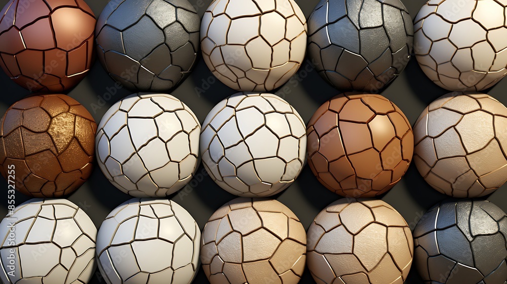 Poster 3d rendering of a cracked sphere. the sphere is made of a material that resembles ceramic. the crack