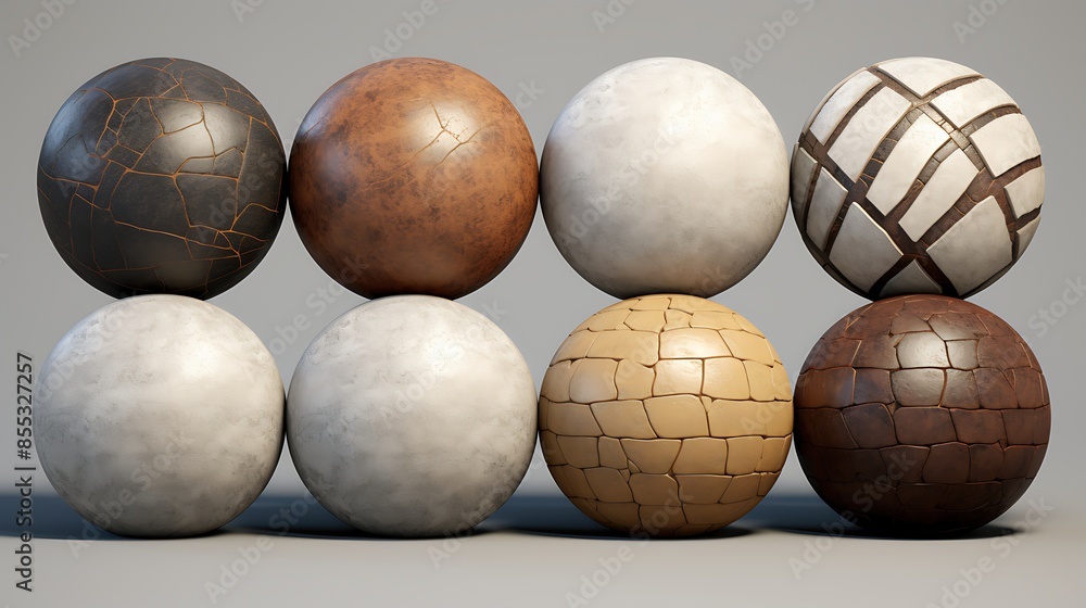 Aufkleber 3d rendering of a set of six spheres with different materials.