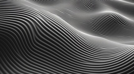 Naklejka premium Abstract black and white wave background. Futuristic wavy stripes pattern. 3d rendering illustration.