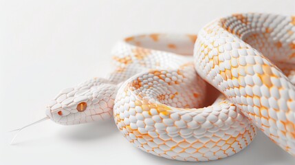Fototapeta premium Phantom Corn Snake showing subtle, ghostly patterns, on a white background, perfect for a mysterious and elusive appearance