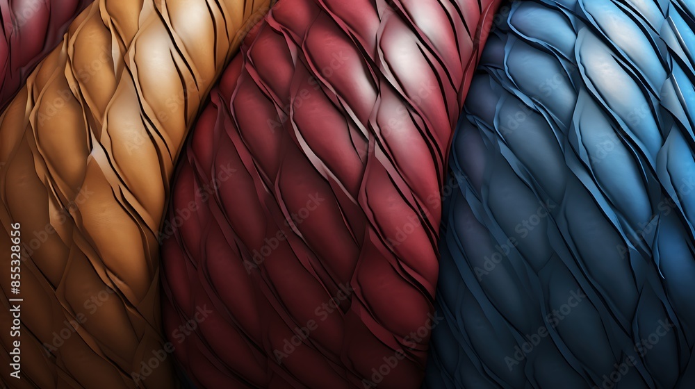 Poster colorful ropes with a shiny texture. the image is made in 3d.