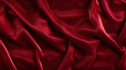 Obraz premium Red crumpled silk fabric, close-up. Soft and smooth texture.
