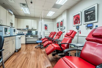 Modern Blood Donation Center with State-of-the-Art Equipment and Comfortable Donor Chairs