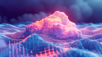 3D image of a cloud in a digital space. The concept of data storage.
